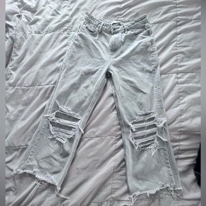 Light Wash Crop Flare Denim